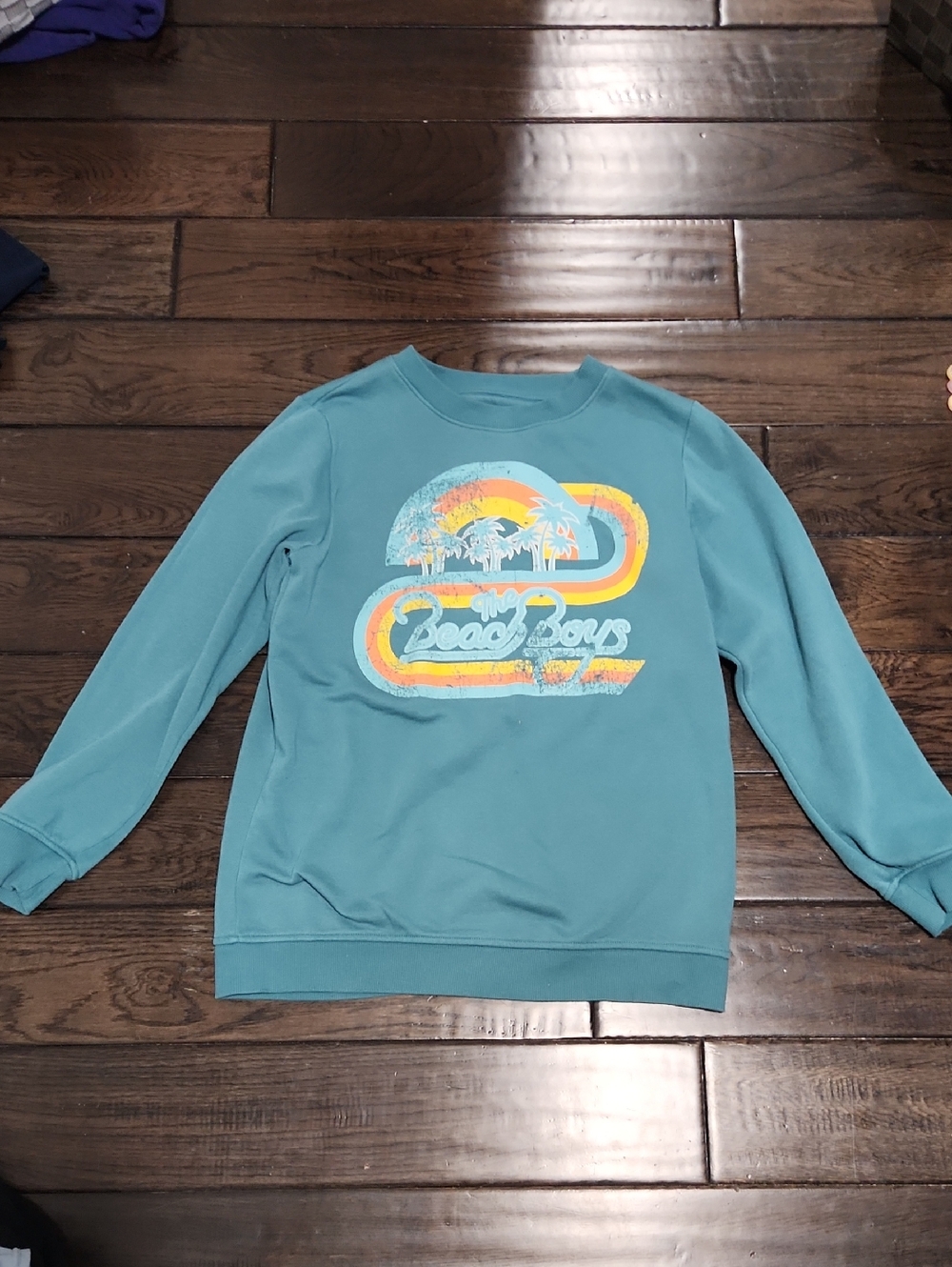 Target Teal Blue Crewneck Sweatshirt with Retro Yellow & Orange Graphic